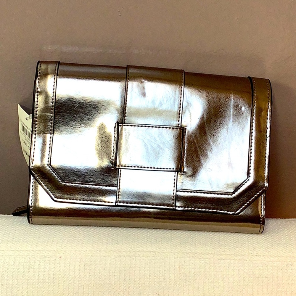 INC Chrome clutch w strap _ New with tags
